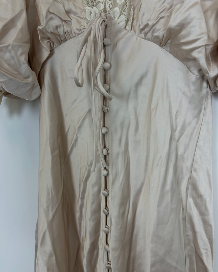 Ivory Lace Trim Dress - Size 0/2