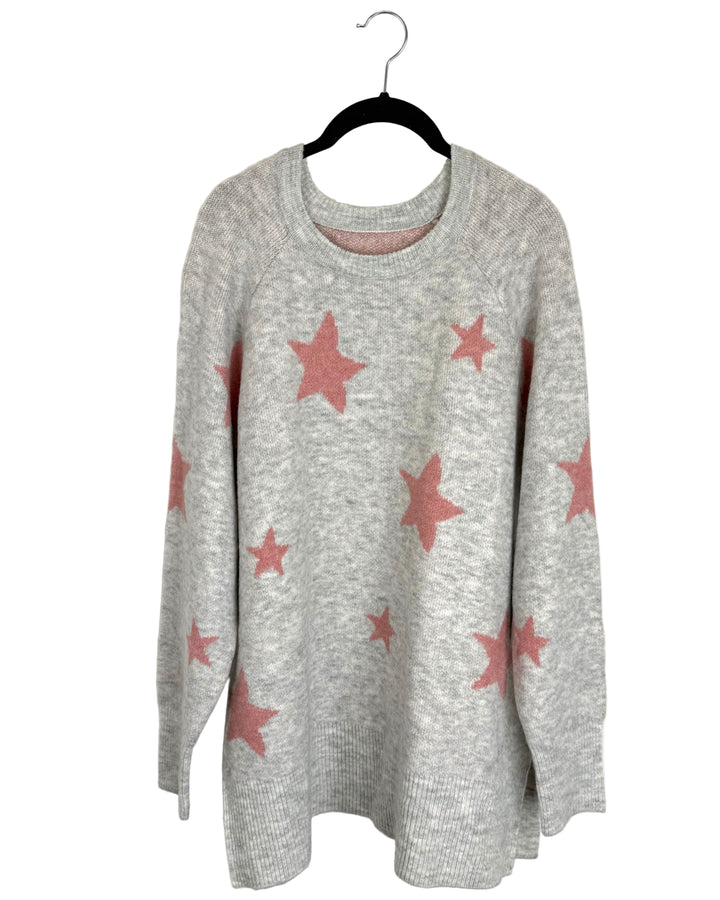 Gray & Pink Star Sweater - Size 6/8