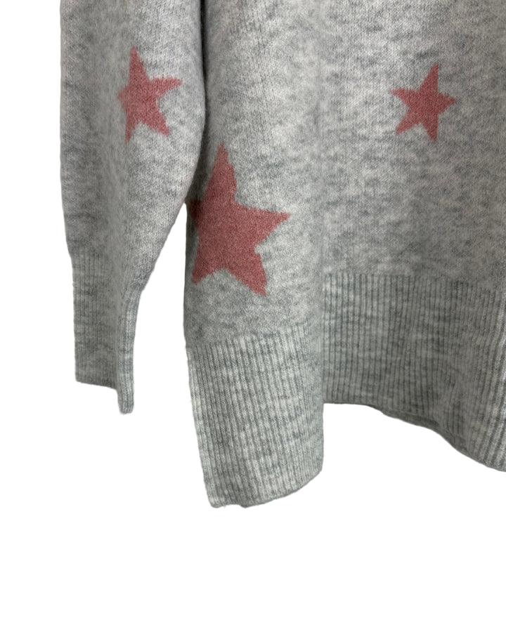 Gray & Pink Star Sweater - Size 6/8