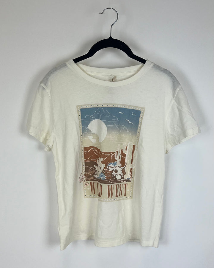 "Greetings From The Wild West" White Tee - Size 4/6