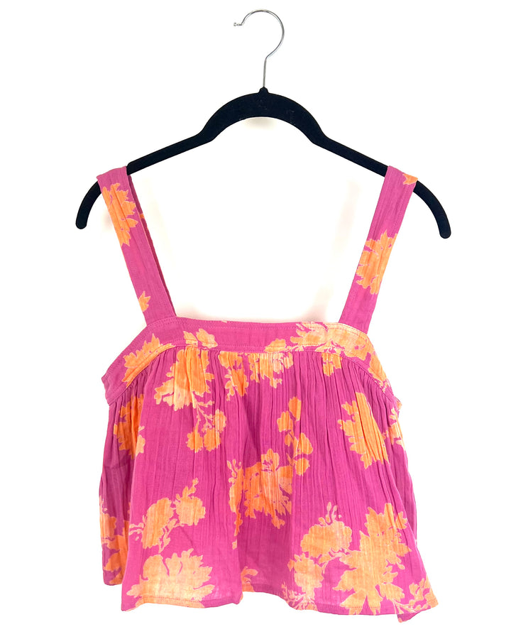 Pink Cropped Floral Tank - Size 4/6