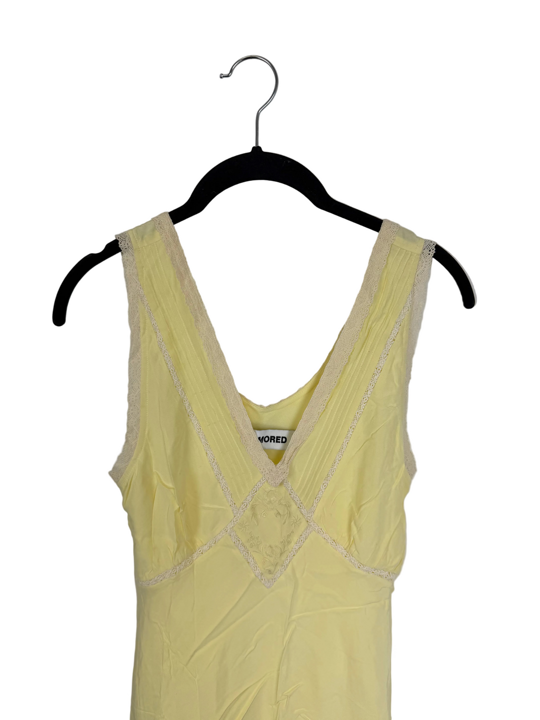 Butter Yellow Lace Trim Midi Dress - Size 2/4
