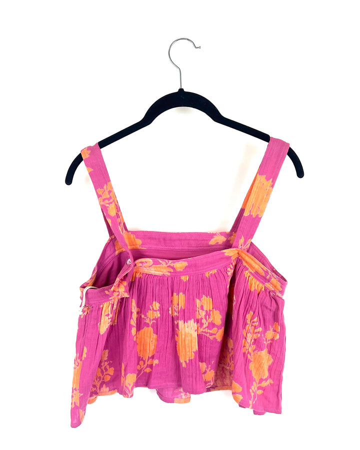 Pink Cropped Floral Tank - Size 4/6