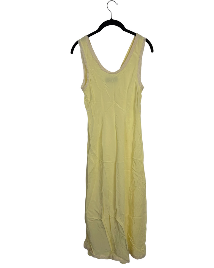 Butter Yellow Lace Trim Midi Dress - Size 2/4