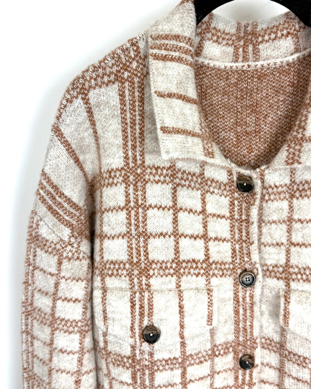 Burnt Orange and Cream Collar Buttoned Sweater - Size 6/8