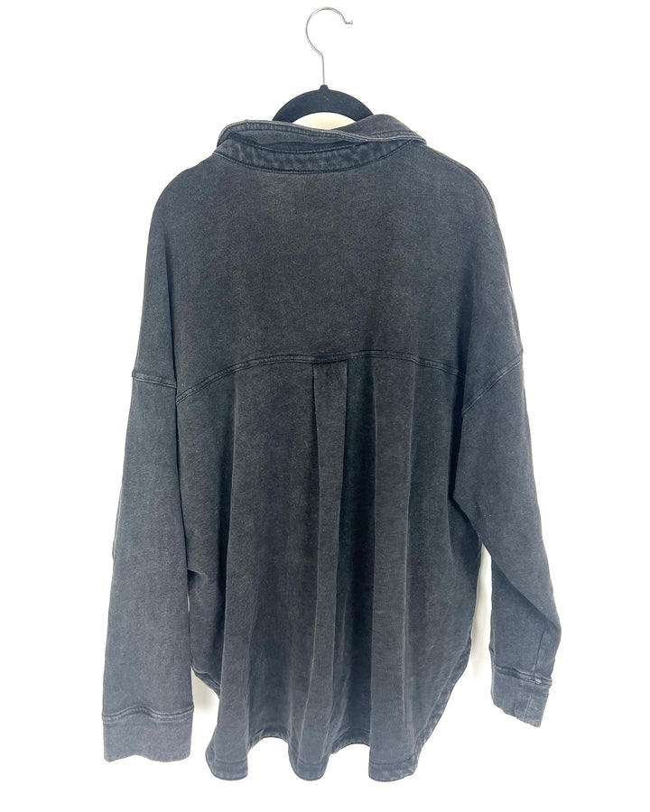 Black Knit Denim Shacket - Size 16/18
