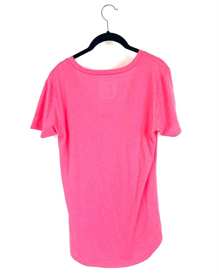 Bright Pink Short Sleeve V-neck Tee - Size 4/6