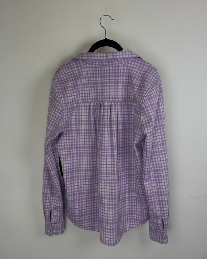 Purple and White Plaid Shacket - Medium