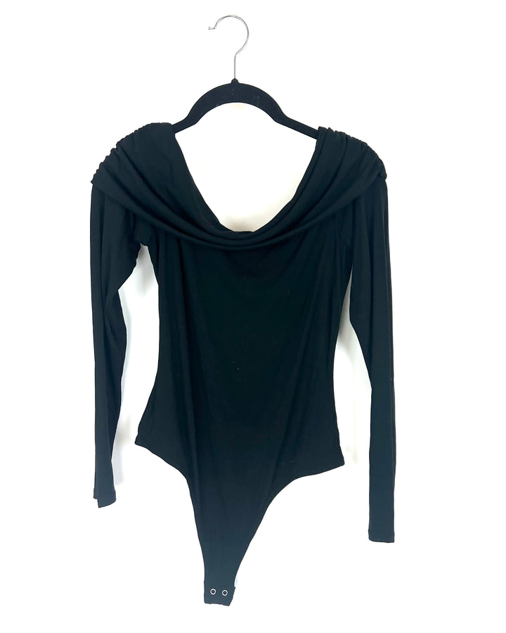 Black Off Shoulder Long Sleeve Bodysuit - Size 4/6