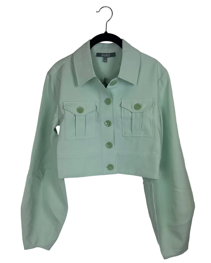 Mint Green Cropped Jacket - SIze Extra Small, Small, Medium