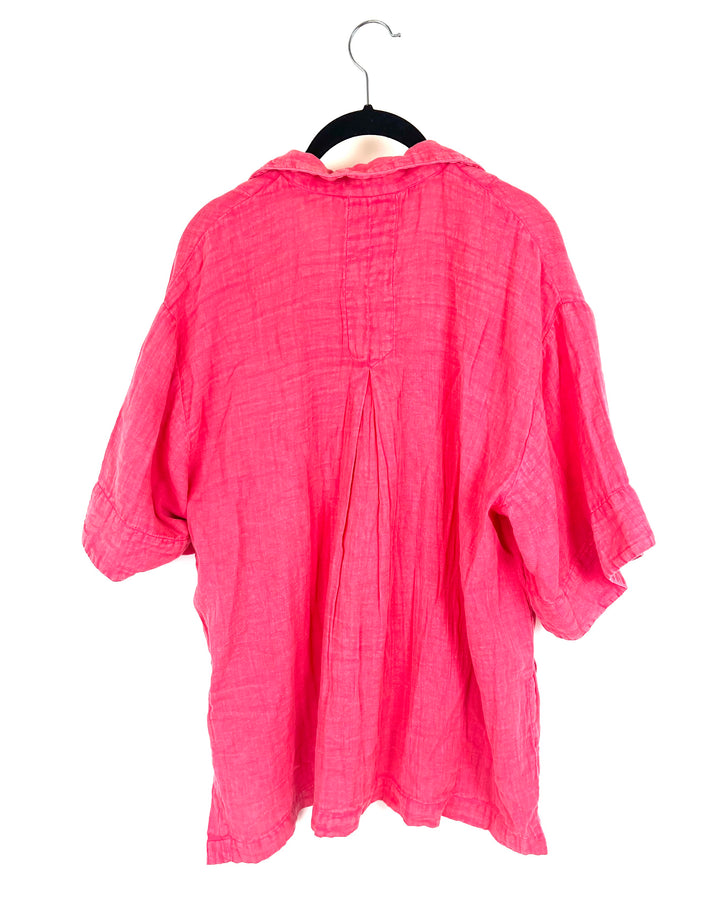 Pink Texture Button Up Lounge Top - Size 4/6