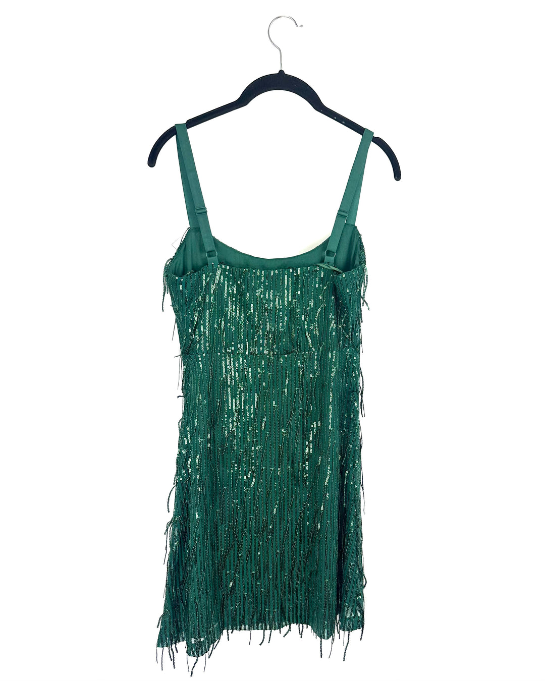 Emerald Green Sequin Fringe Dress - Large