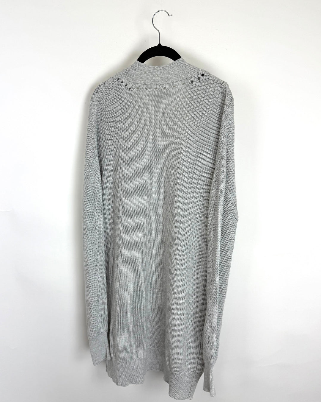 Grey Open Knit Long Cardigan - Size 6/8