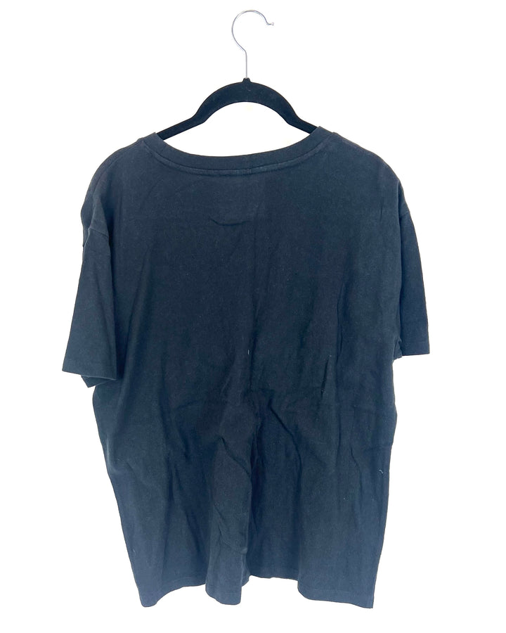 "Champagne All Day" Embroidered Black Tee - Size 4/6