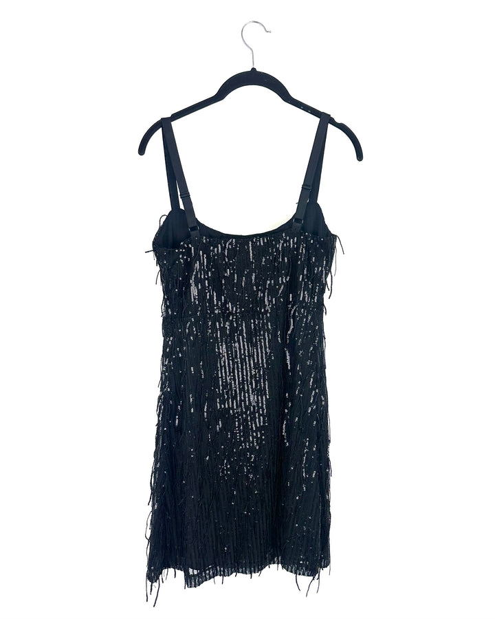Black Sequin Fringe Dress - Large
