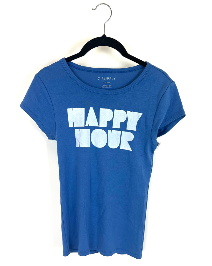 "Happy Hour" Bright Blue Tee - Size 4/6