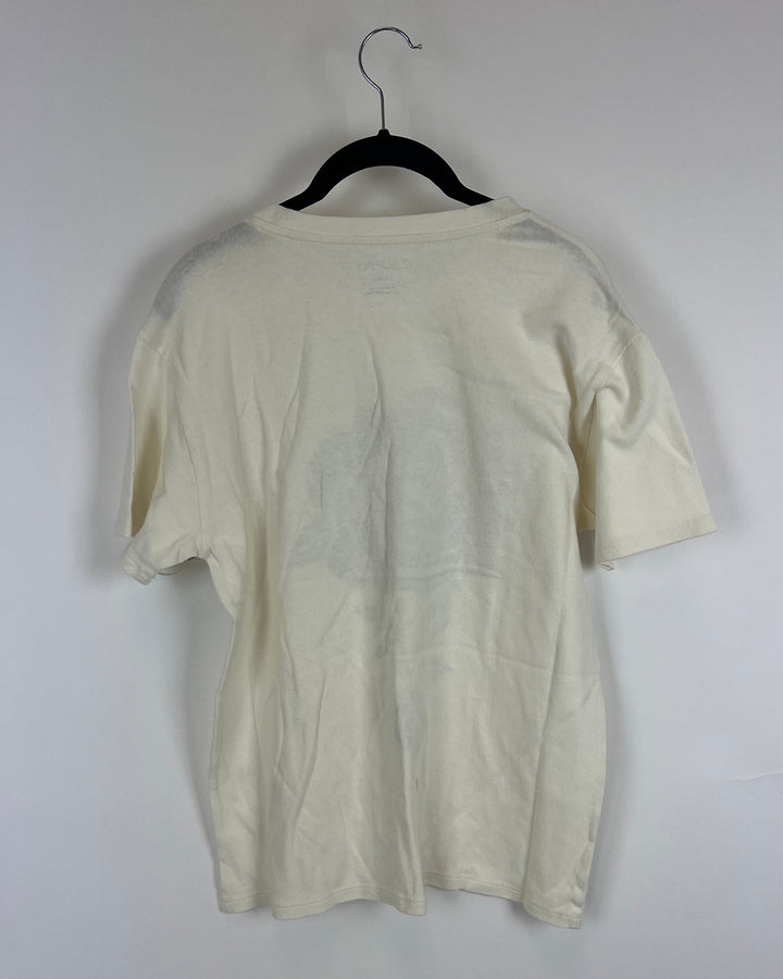Rose Printed White Tee - Size 4/6