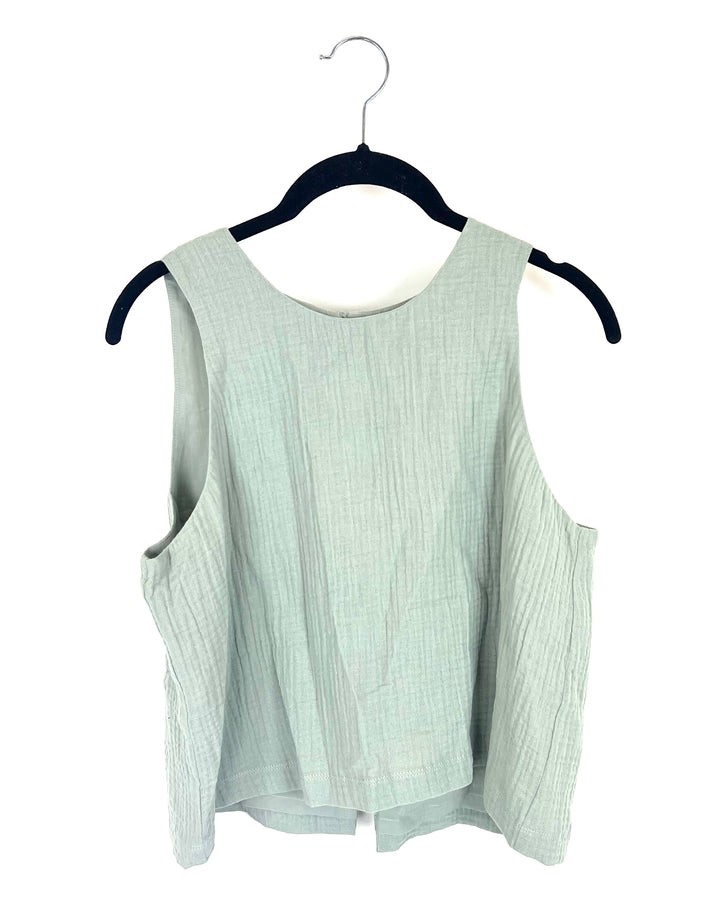 Sage Green Texture Wide Strap Tank - Size 4/6
