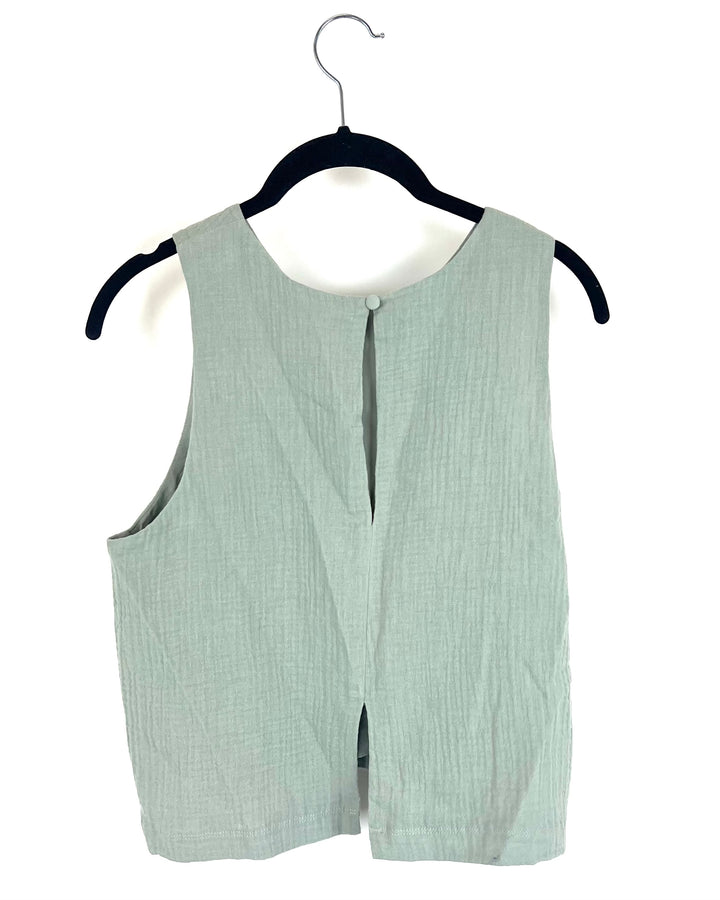 Sage Green Texture Wide Strap Tank - Size 4/6