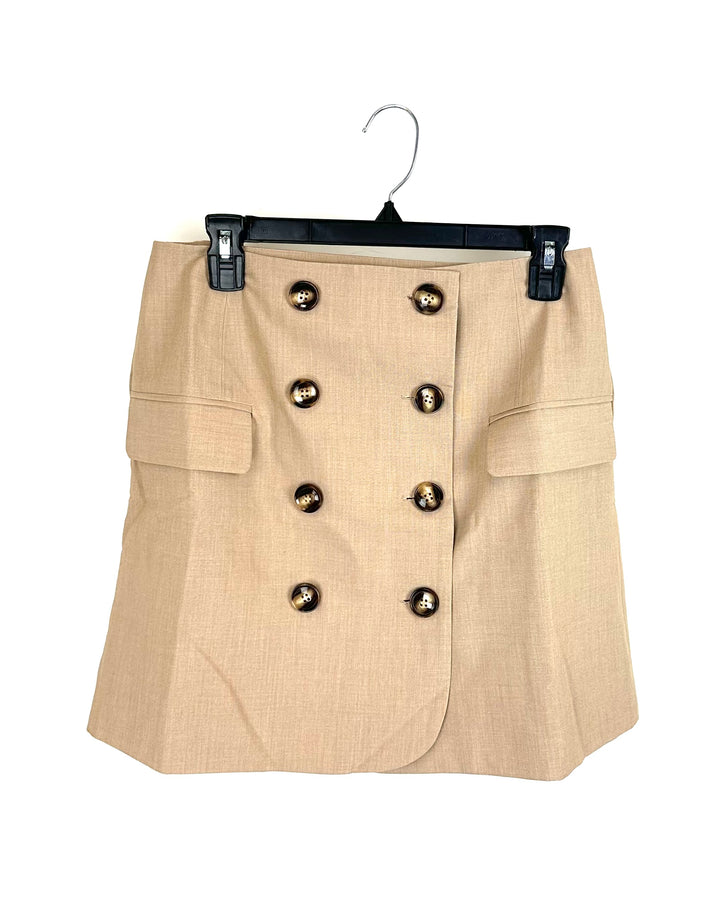 Tan Button Skirt - Size 10 and 12