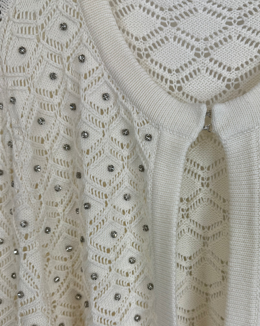Ivory Knit Sweater with Rhinestone Accents - Size 4/6