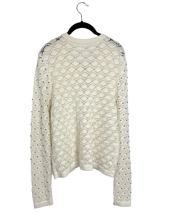 Ivory Knit Sweater with Rhinestone Accents - Size 4/6