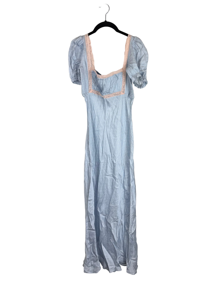 Baby Blue Polka Dot Midi Dress - Size 00/0 and 2/4