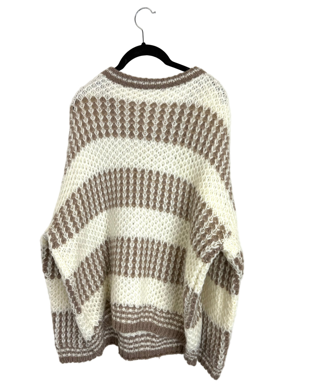 Brown & White Striped Chunky Sweater - Size 4/6