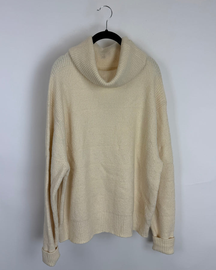 Cream Ribbed Turtle Neck Sweater - Size 4/6
