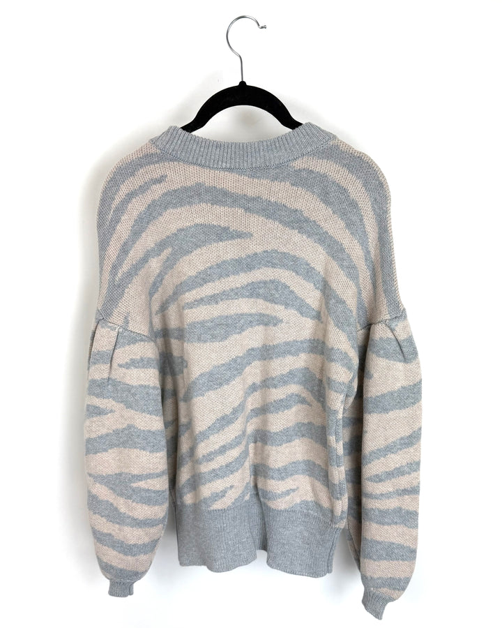 Pink and Grey Zebra Pattern Sweater - Size 4/6
