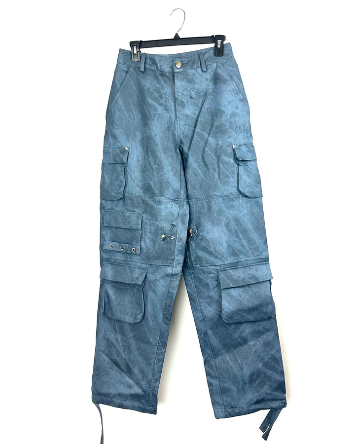 Maniere De Voir Blue Leather Cargo Pants - Size 4