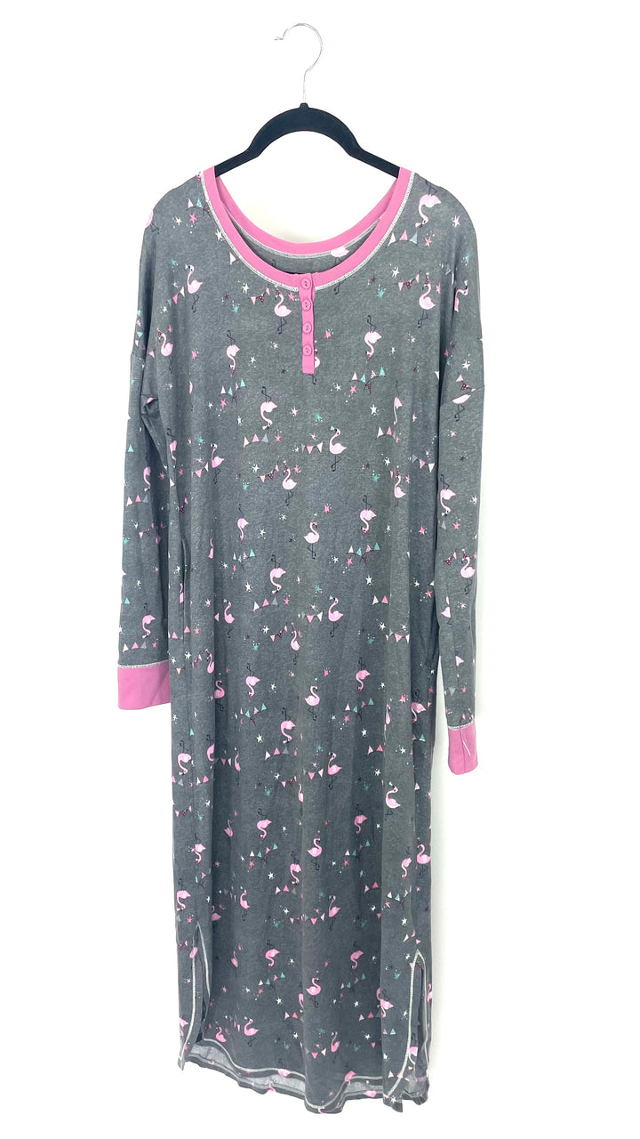Pink Flamingo Print Nightgown - Size 4/6