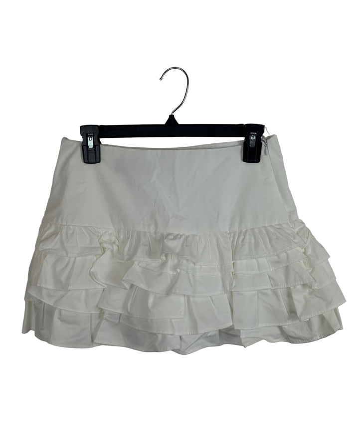 Zara White Ruffle Skirt - Extra Small