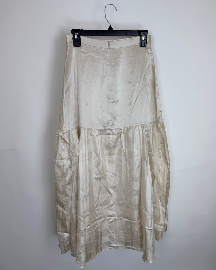 Champagne Ivory Drop Waist Striped Skirt - Size 0/2
