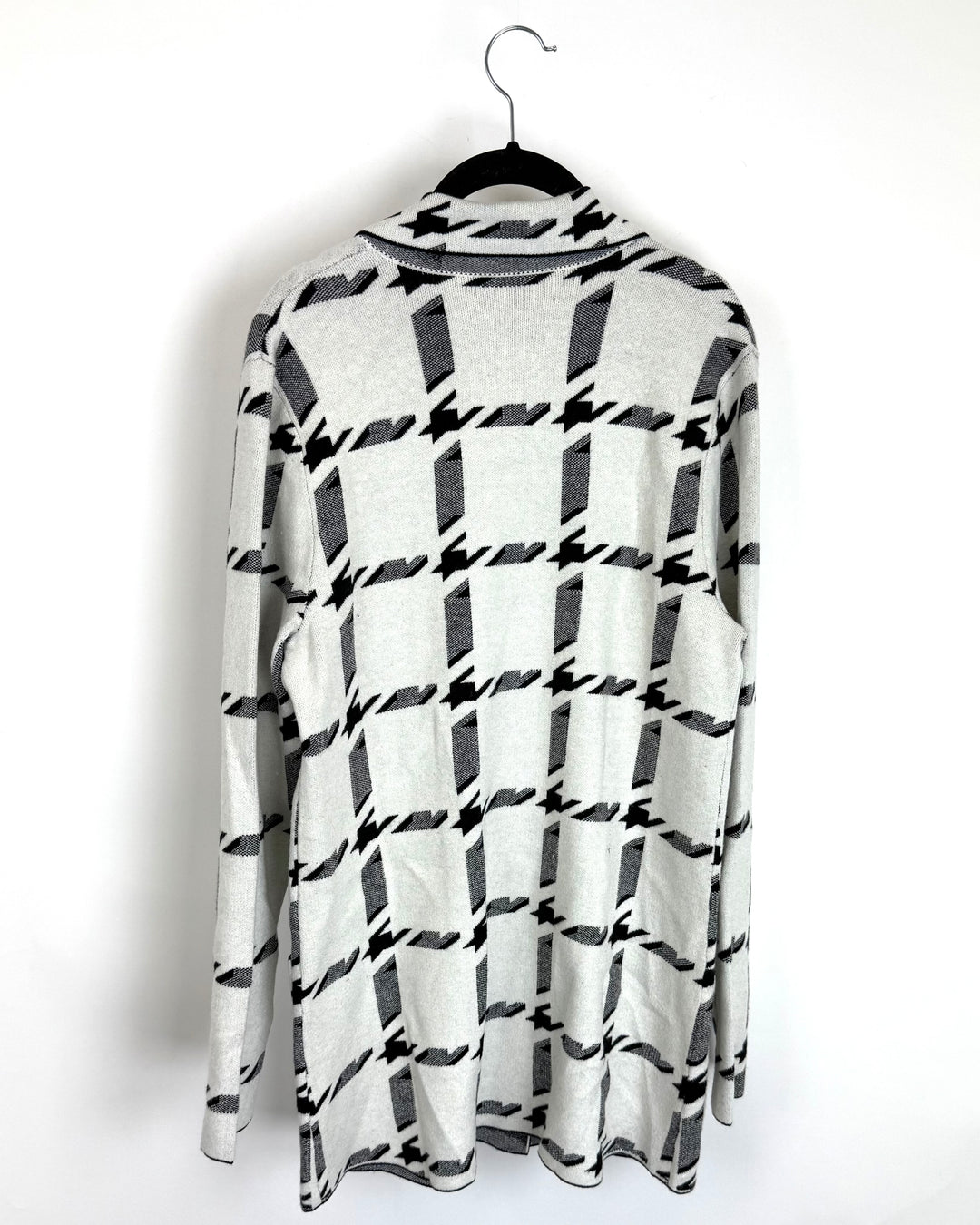 White & Black Pattern Peacoat Sweater - Size 4/6