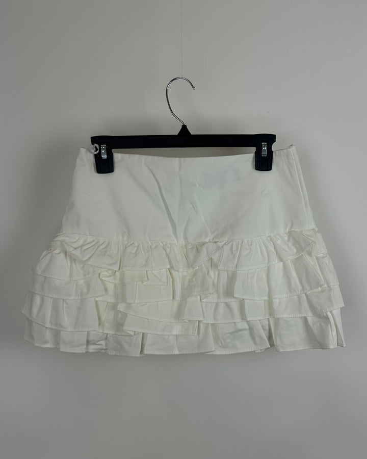 Zara White Ruffle Skirt - Extra Small
