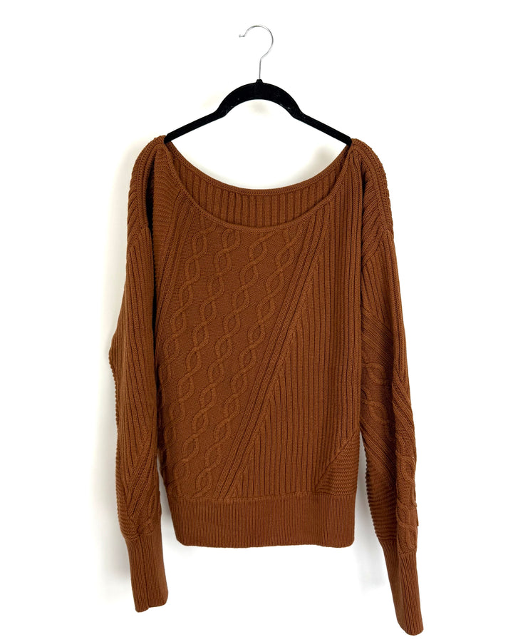 Off-The-Shoulder Caffeine Brown Sweater - 4/6