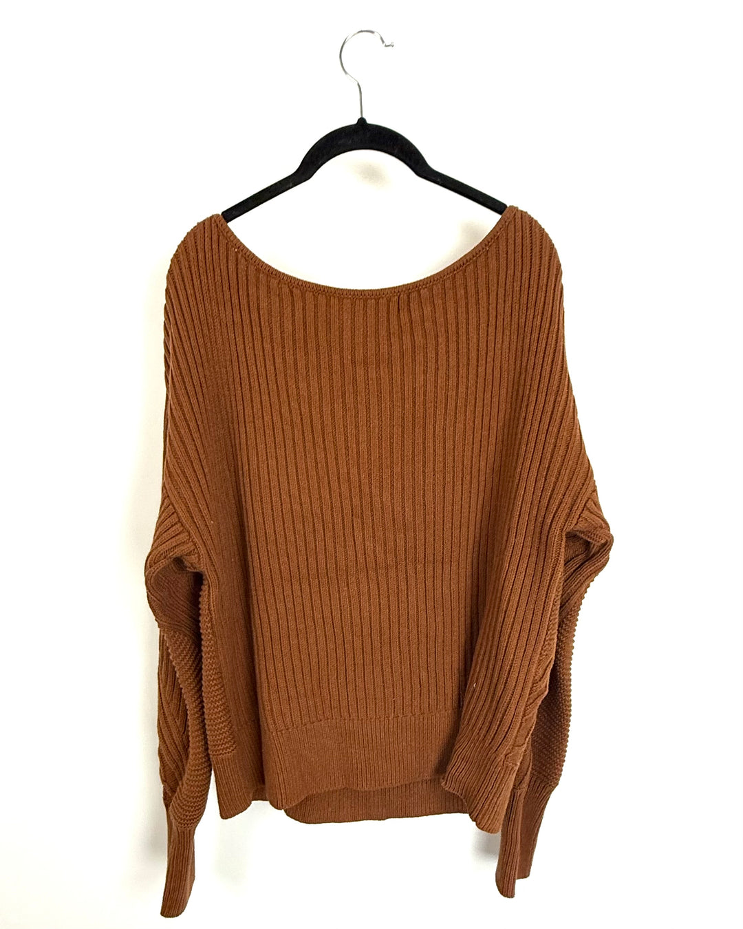 Off-The-Shoulder Caffeine Brown Sweater - 4/6