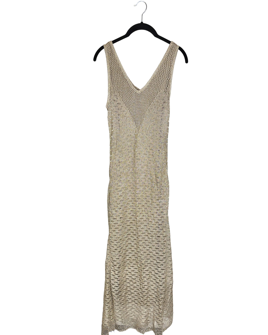 Long Gold V-Neck Dress- Size 2/4