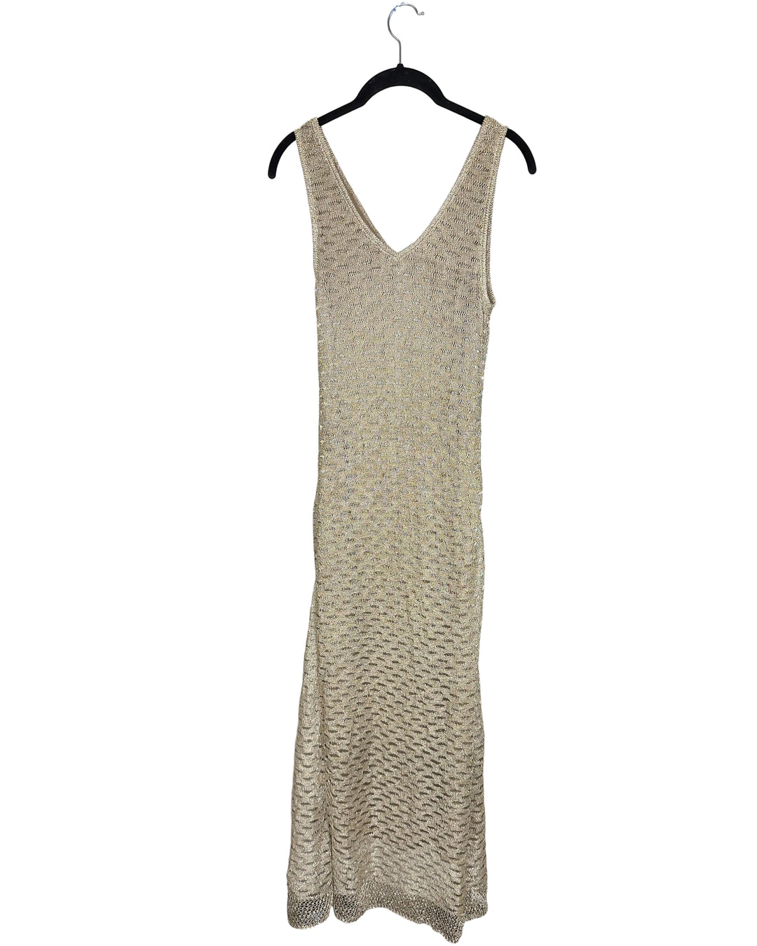 Long Gold V-Neck Dress- Size 2/4