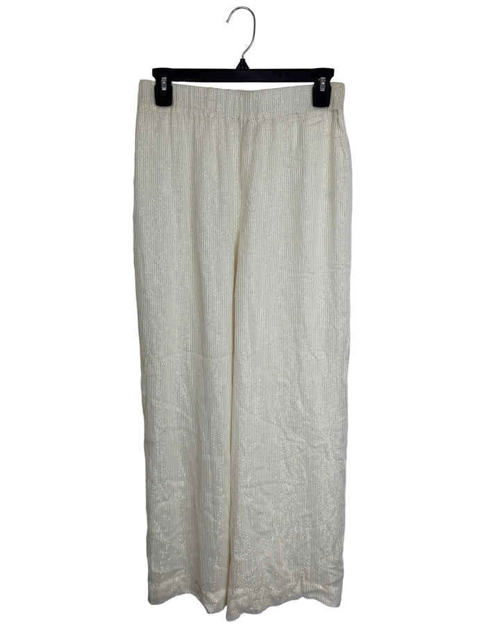White & Gold Metallic Pants - Extra Small