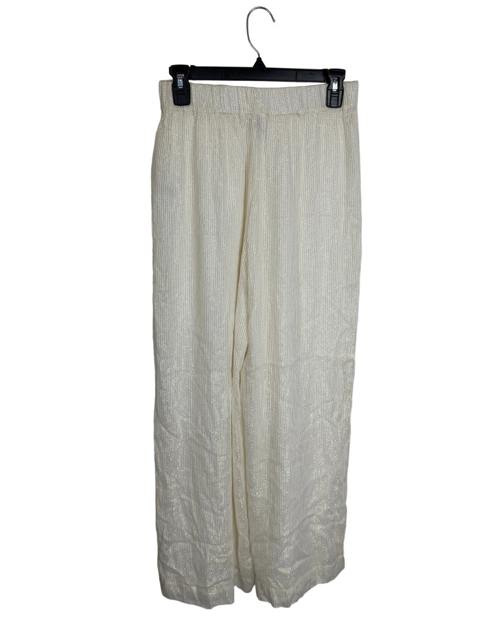 White & Gold Metallic Pants - Extra Small