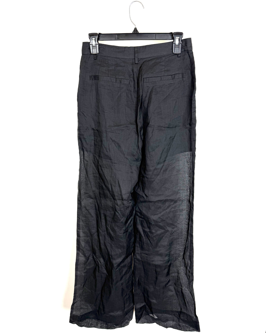 Black Sheer Wide-Leg Trousers - Size 4