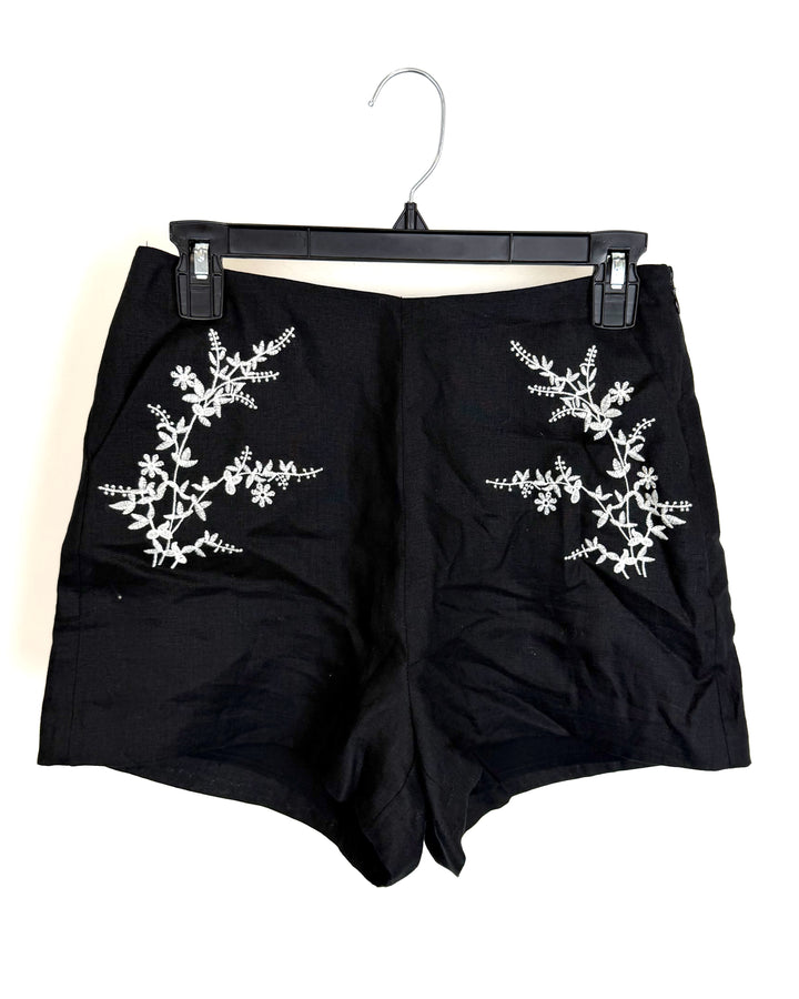 Black Wildflower Stitch Shorts - Size 4