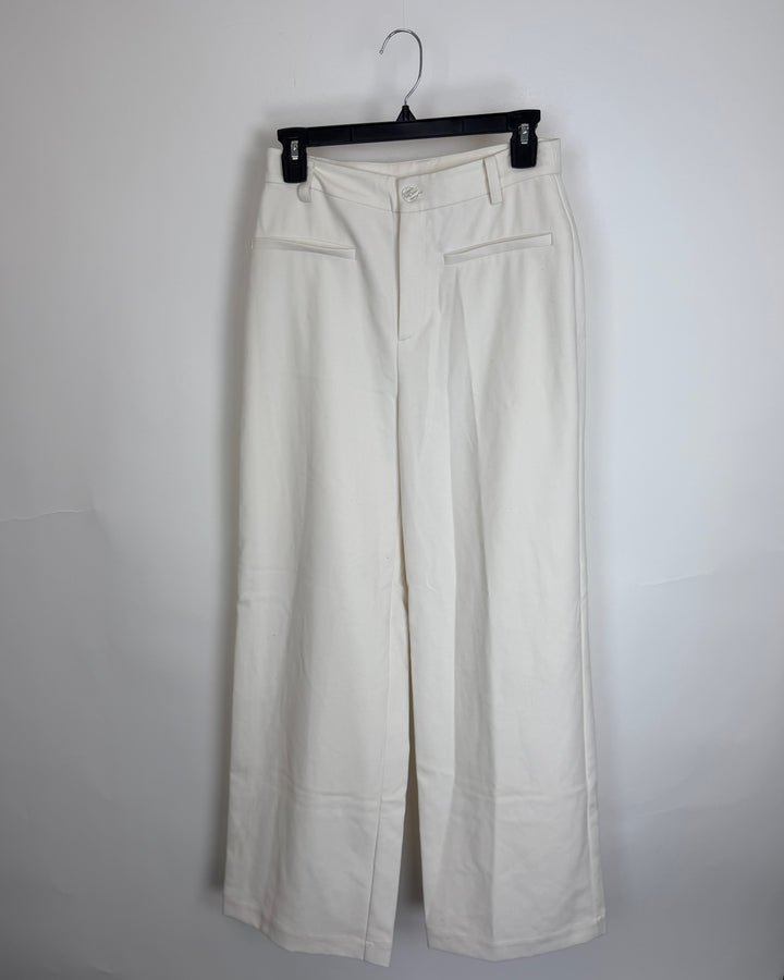 Ivory Lace Detail Pant - Size 4