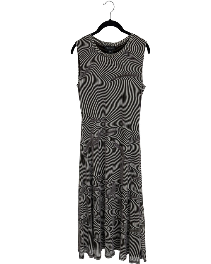 Brown and Cream Patterned Dress- Size 4/6