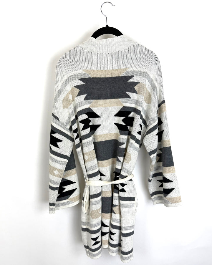 Cream Knitted Abstract Cardigan - Size 6/8