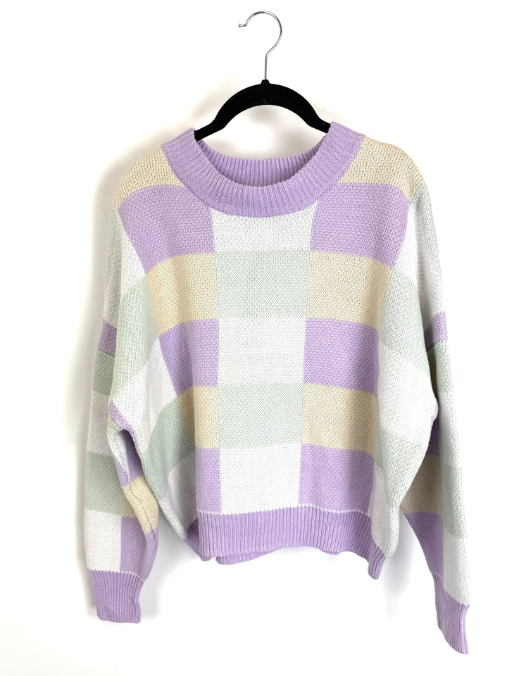 Purple Checkered Sweater - Size 6/8