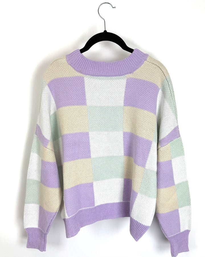 Purple Checkered Sweater - Size 6/8
