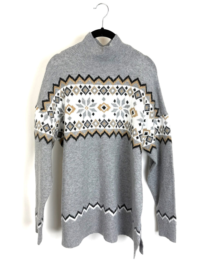 Grey Mockneck Winter Sweater - Size 6/8